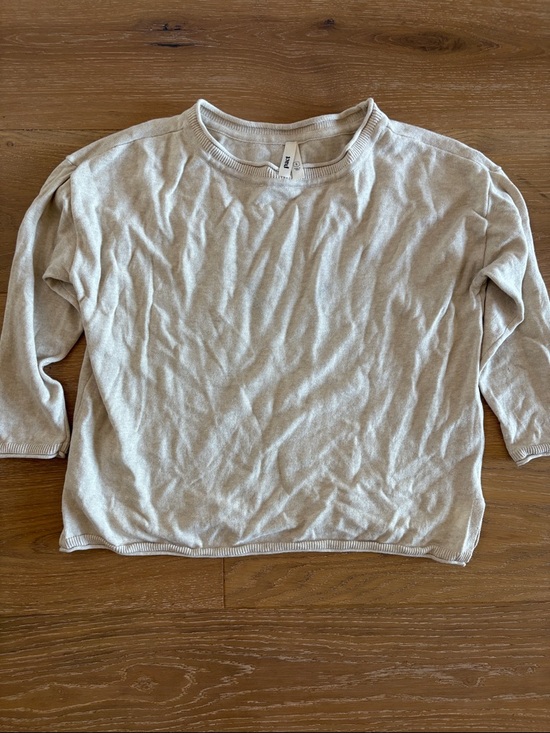 Pact Sweaters - Pact Cream Knit Cropped Mock Neck Sweater Size Small Organic Cotton Flawed